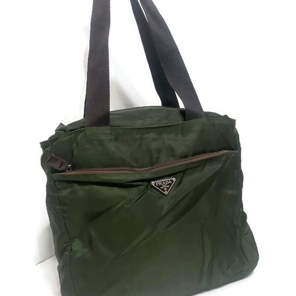 Prada Olive Nylon Shoulder Bag - Picture 1 of 8